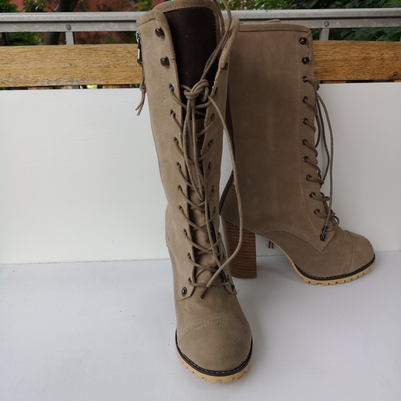 Stylenanda (Korea) suede boots in tan - Picture 11 of 11